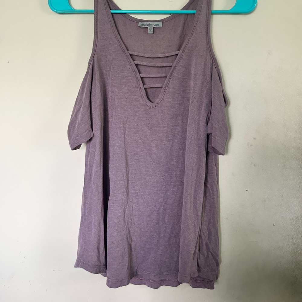 XS Purple Shoulder Cut-Out Top